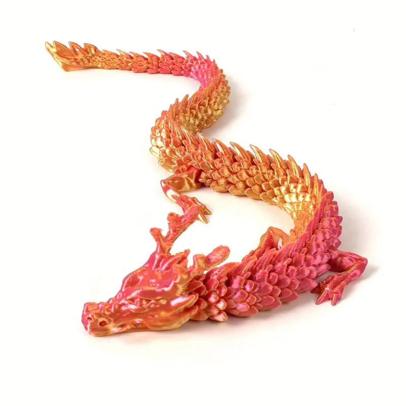1pc Exquisite 3D Printed Chinese Dragon Ornament - Flexible Joints for Customizable Poses - Unique Anime-Inspired Collectible