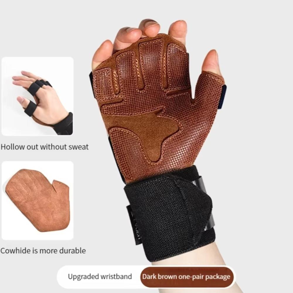 

1 Pair Non-Slip Weight Lifting Gloves Four-finger Fitness Workout Gloves Build Muscle S-with Wristband