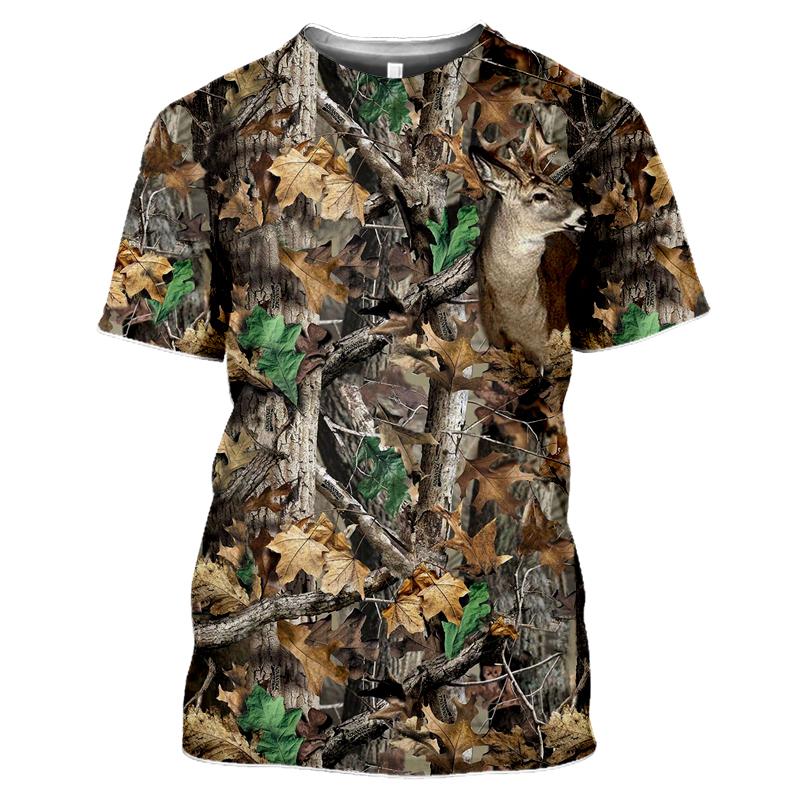 New Outdoor Hunting Camouflage T-shirt for Men 3D Printed Summer Cool Military Top Sports Camouflage Camp Gym T-shirt