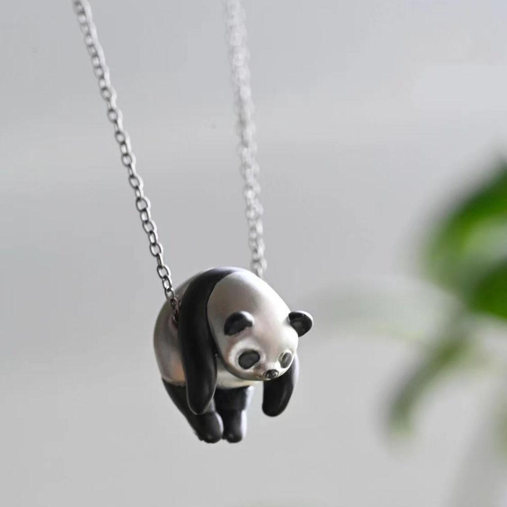 Panda Chinese Style Animal Necklace Casual Fashion Pendant With Coating Resin