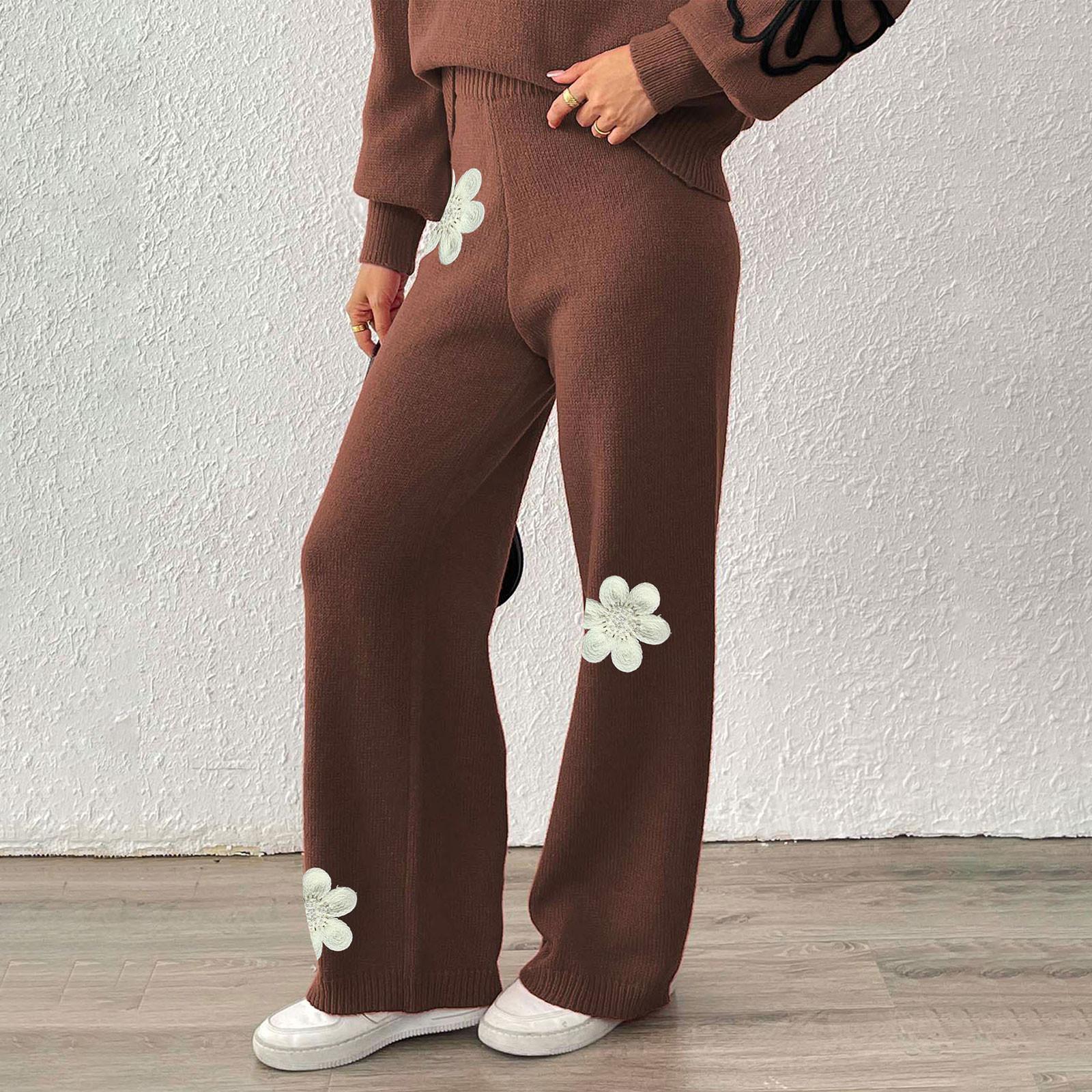 

Женские повседневные брюки с широкими штанинами, брюки с высокой посадкой и прямыми штанинами, брюки с широкими штанинами, осенне-зимние шерстяные брюки S