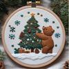 1set Christmas Embroidery Kit, Animal Theme Material Kit with English Stitch Instructions, DIY Embroidery Craft Material Kit