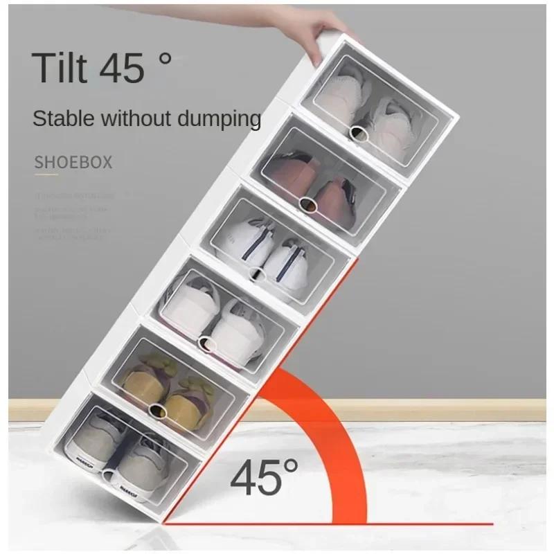 Organizer na buty Składane pudełka do przechowywania butów Typ szufladowy Otwierane z przodu Stojak na buty Organizer Szafka Pojemnik na buty Gruby plastik