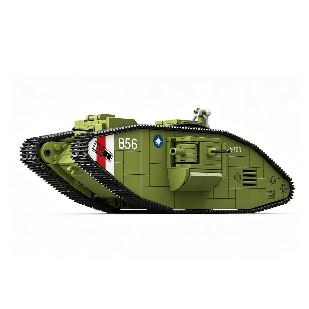 New all-crown model 300018 building block Mark MKV heavy tank - a battle toy for the British army featuring full printing on all