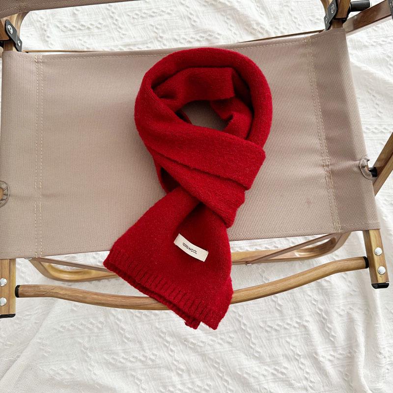 Solid Color Wool Winter Neck Gaiter: Warm, Windproof, Trendy Knit Scarf for Girls and Boys