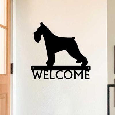 Dog Welcome Sign - Miniature Schnauzer - 12 Inch Wide Metal Wall Art Twelve Inch Wall Art Dog Welcome Sign Schnauzer