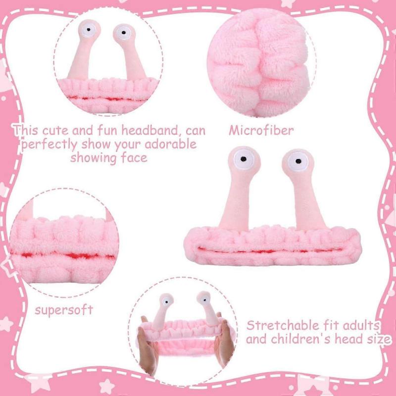 Spa Headband Face Wash Wristband Set Makeup Headband Snail Coral Fleece Hair Band Skincare Headband Elastic Creative Cartoon Head Wraps