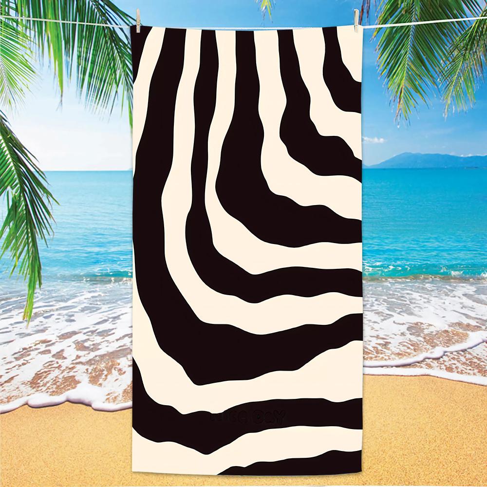

Striped Beach Towel, Digital Printing Thin Quick-Dry Anti-Sand Microfiber Lightweight for Swim Yoga Travel Gym Gift W30*H60(CM)