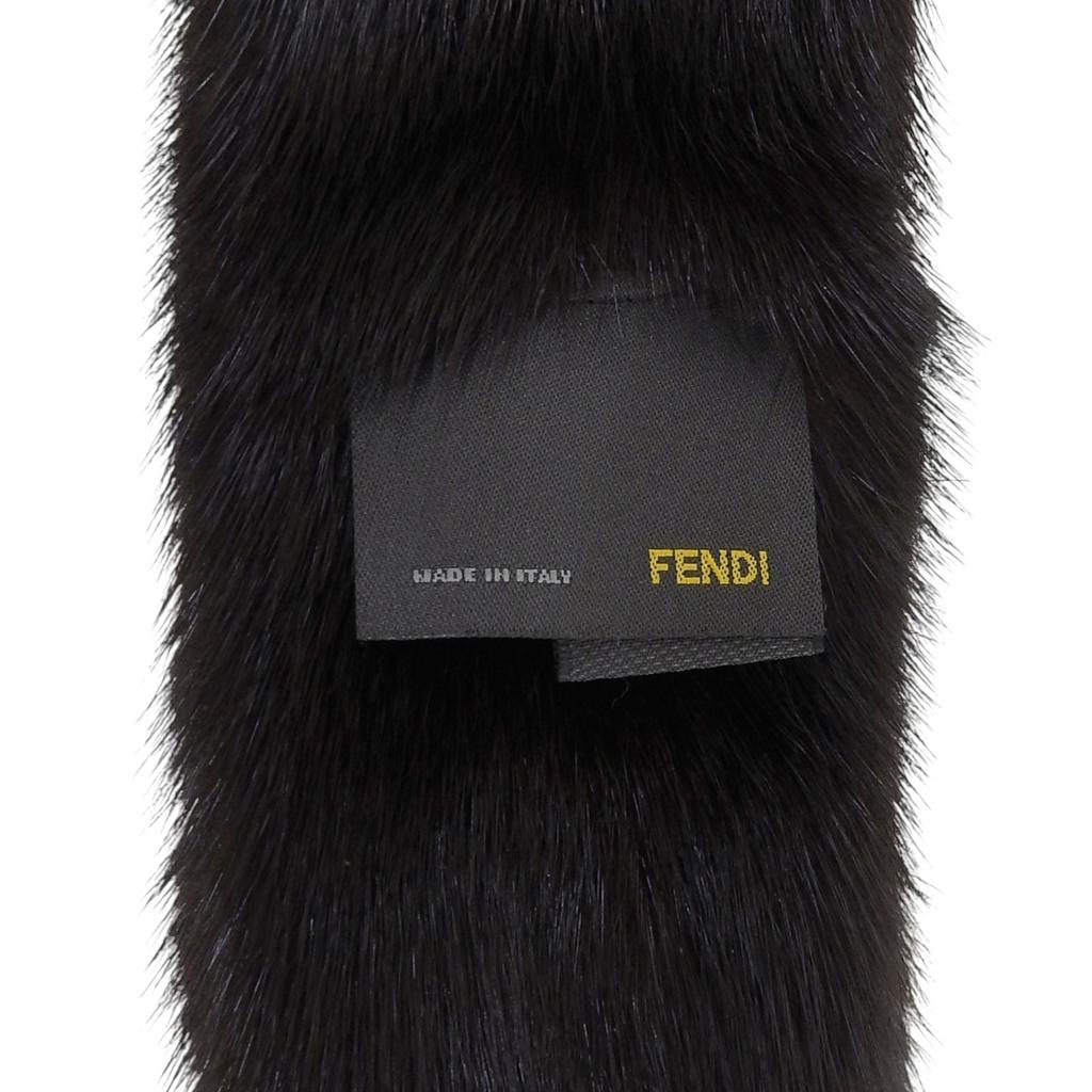 Fendi Shawl Logo Metal Tippet Dark Brown Mink MINK Women Used