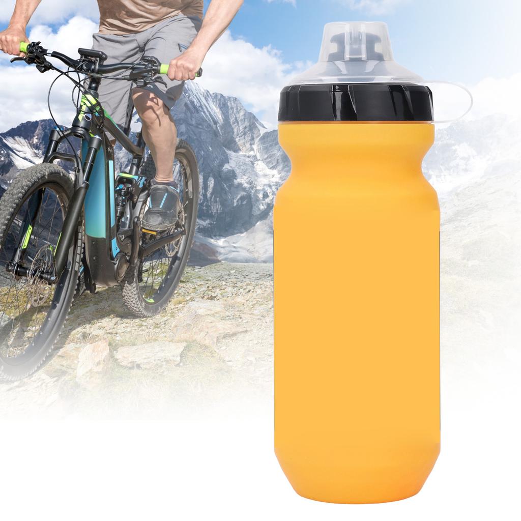Cycling Water Bottle PP Portable Squeeze Water Bottle with Dust Proof Lid for Outdoor Activities 610ml Yellow