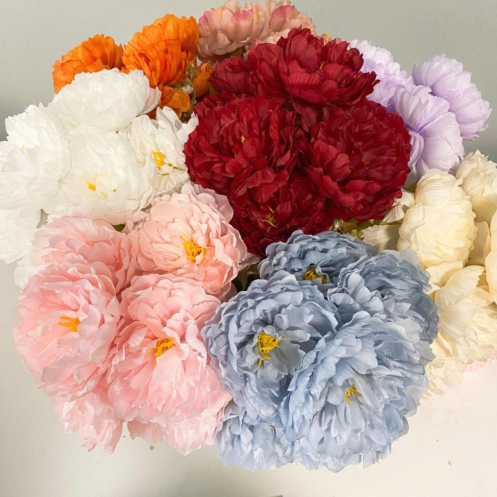7-Head Peony Artificial Flower Bouquet for Weddings, Home Décor, and Photography