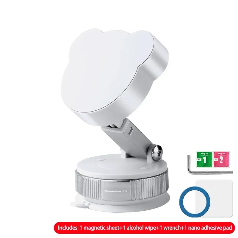 Car Vacuum Suction Cup Magnetic Phone Holder Foldable Desk Stand For Magsafe iPhone 16 15 14 13 12 Pro Max Samsung Xiaomi Mount