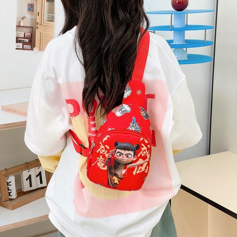 Ne Printed Zha Shoulder Chest Bag Anime Peripheral Children Outdoor Cartoon