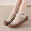 Summer Women's Ethnic Vintage Slide Sandals - Top-Grain Cowhide, Hollow-Out Breathable & Ultra-Soft Flat Sole with Bohemian Tribal Style Boots