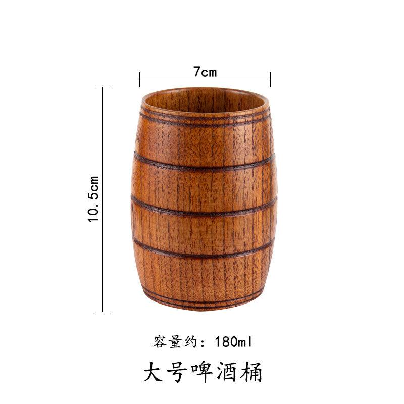 Copos de Madeira Barrigudos Estilo Japonês Copo para Leite Água com Alça Caneca para Café Cerveja Chá Feito à Mão Natural Cozinha Bar Copos para Bebida