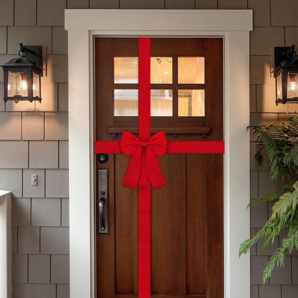 Cabinet Door Ribbon Bow Xmas Tree Red Ornament Decorative Festival Wrapping Decorations Front Door Bow for Christmas Tree