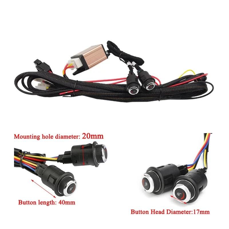 Universal 12V Built-In Car Seat Heater Kit Fit 2 Seats,108W Black Alloy Wire Heating Pads 6-level Heated Switch System Harness