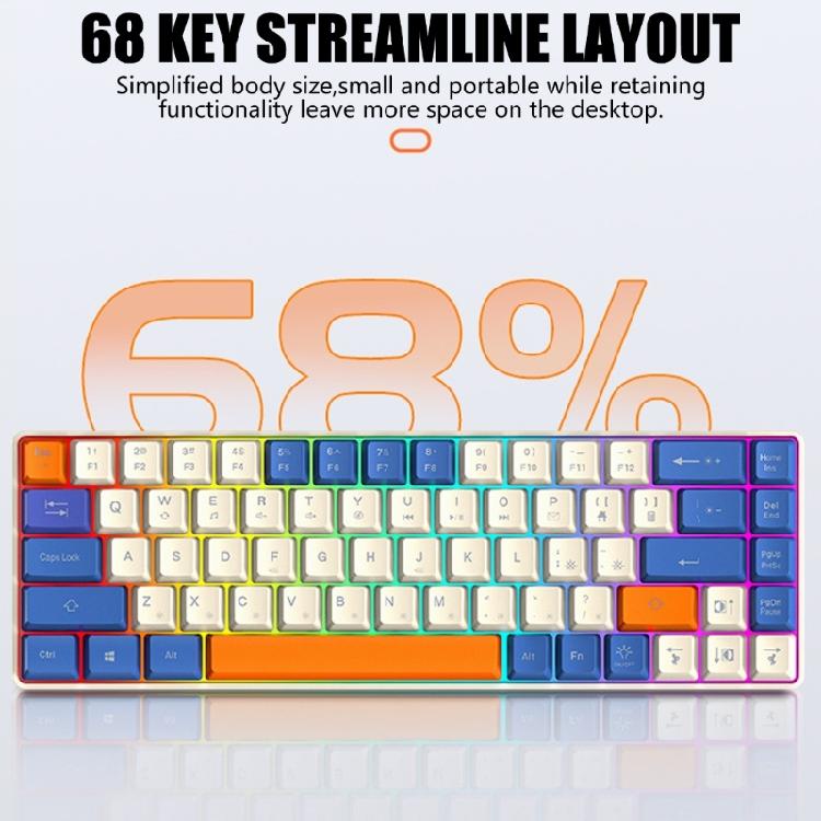 Compactly Mechanical Keyboard 68Keys Wire Keyboard with LED Backlighting and Durability Build Quality High Performances