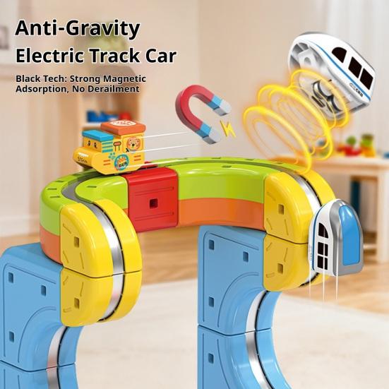 Yousheng 8/18/26/32/38Pcs/Set Magnetic Train Track Set DIY Race Car Cube Rail Building Kit Toddlers Boys Girls Gravity-Defying Electric Train STEM Toy