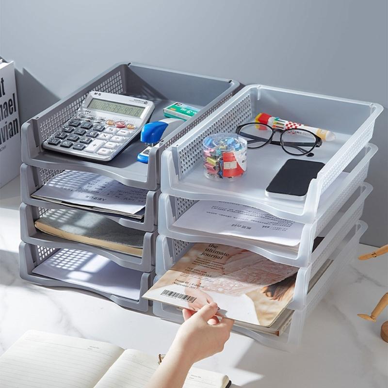 Stapelbare Dokumentenablage, stapelbare Papierbriefablage, Schreibtisch-Organizer, vertikal, horizontal, Ablage für Briefe, Postkörbe