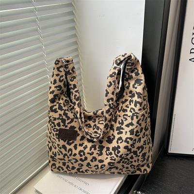 Leopard Print New Fashion Tote Casual Personality Large Capacity Shoulder Leopard Print Shoulder Bag Autumn and Winter Retro Soft Bag