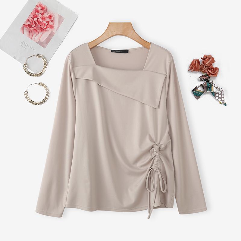 

ZANZEA Women Casual Square Neck Solid Color Long Sleeve Blouse 5XL сірий колір