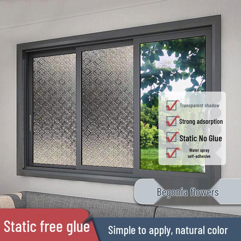 Matowa Folia Statyczna na Okno - Prywatność i Ochrona przed Podglądaniem, Bezklejowa Naklejka na Szkło do Salonu