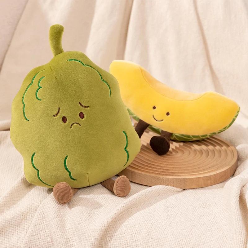 Lifelike Fruit Vegetable Plush Toy Cute Soft Watermelon Hami Melon Balsam Pear Durian Children's Christmas Gift