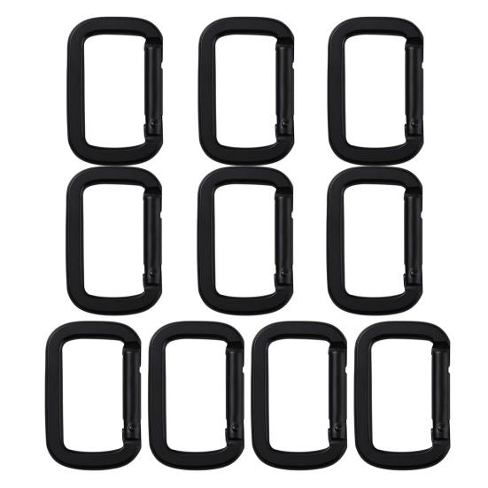 

10 шт. Кемпинговые карабины, Походные застежки, Прочные пряжки, Компактные портативные многофункциональные сверхпрочные брелоки, Металлические квадратные карабины S чёрный