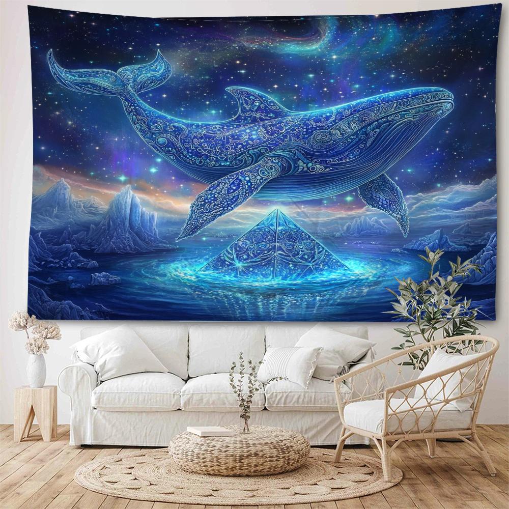 Dreamy Whale Starry Sky Colorful Whale Dolphin Decorative Tapestry Bohemian Hippie Wall Decorative Tapestry