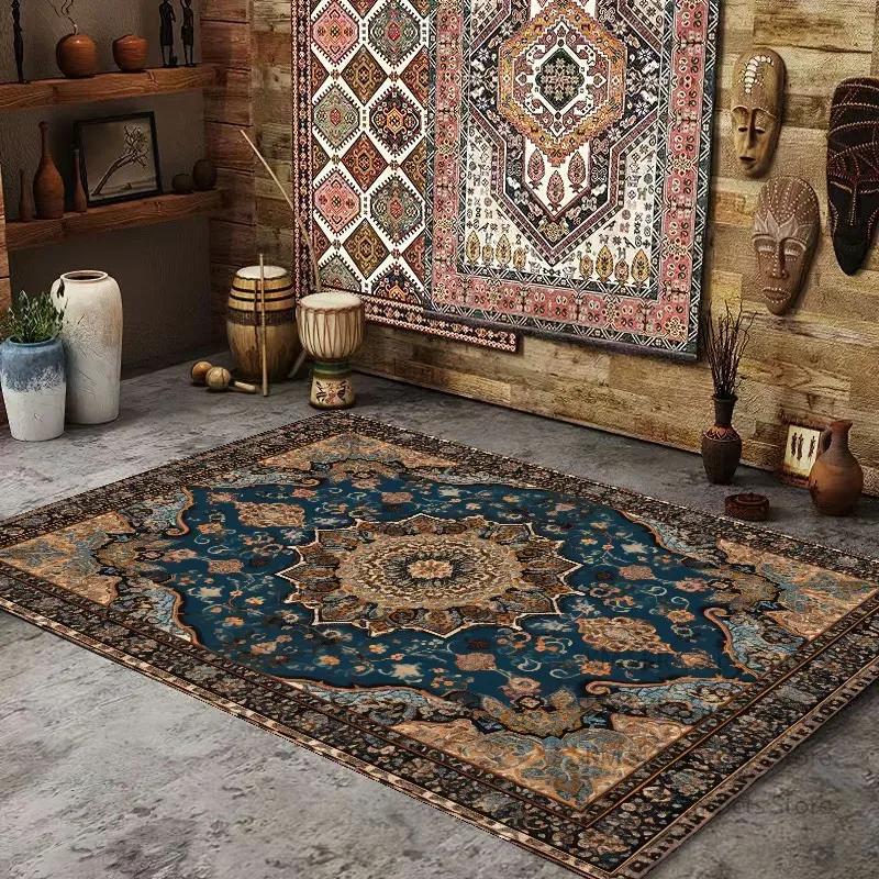 

Persian American Retro Carpet Large Area Living Room Decoration Home Ethnic Style Bedroom Rug Cloakroom Lounge Soft Mat Washable 60x90cm