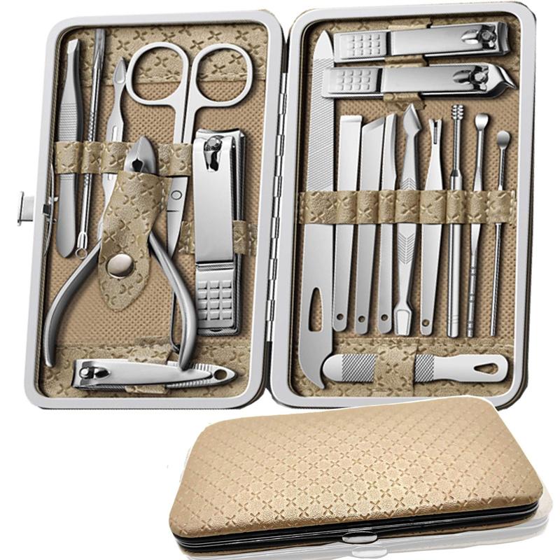 19PCS Manicure Set Pedicure Nail Scissors Tool Nail Clipper Set Stainless Steel Manicure Cutter Trimmer Ear Spoon Nail Clipper
