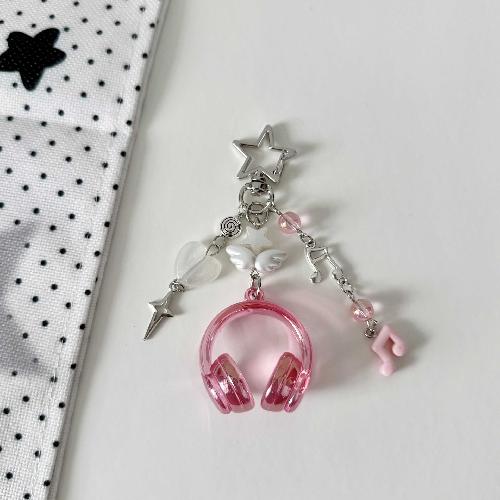 Portachiavi Creativi Cuffiette Piccole Colore Argento Portachiavi Cuffiette Ciondolo Carino per Cellulare per Donna