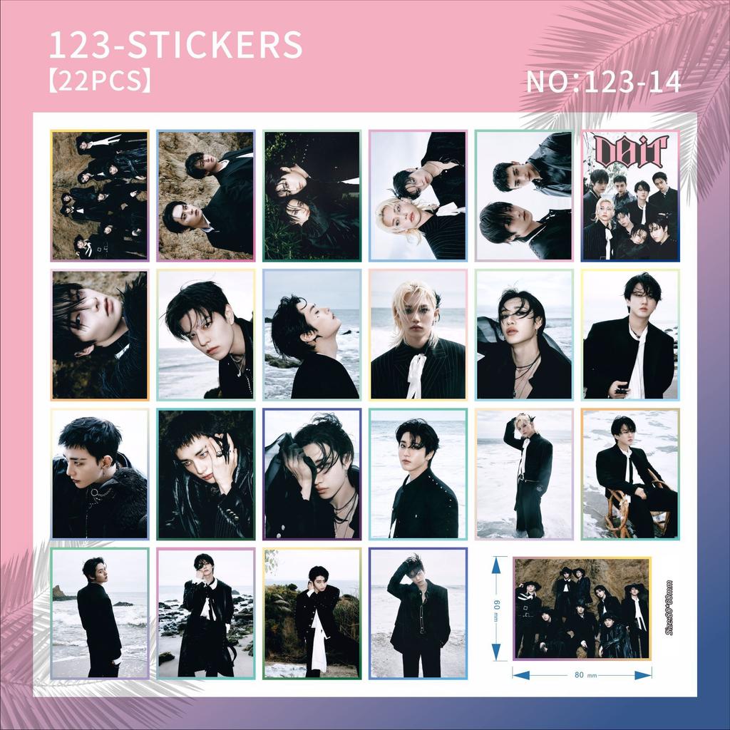 22Pcs Skzoo Square Creative Stickers Straykids Album Doit Peripheral Account Stickers Card Stickers Luggage Stickers