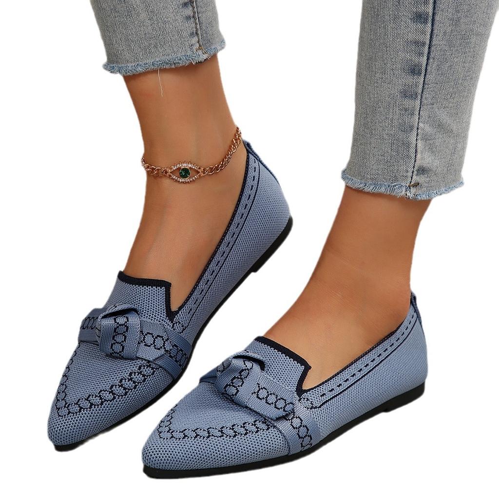 Large size single shoes spring and summer new casual flat bottom one-pedal mother shoes shallow mouth pointed grandma shoes