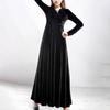 Women's And Winter Gold Velvet V-Neck Solid Color Long-Sleeved Party Dress