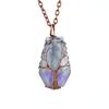 Handmade Ancient Red Copper Wound Tree Of Life Natural Crystal Stone Octahedron Necklace Fortune Tree Necklace N539