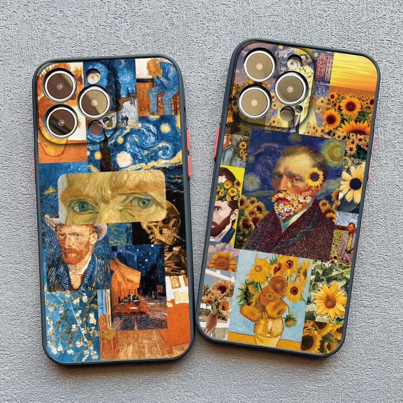Vintage Van Gogh Phone Case for iPhone 16 13 12 Mini 15 11 14 Pro Max Illustration Case for iPhone 8 7 Plus SE X XS XR Cover