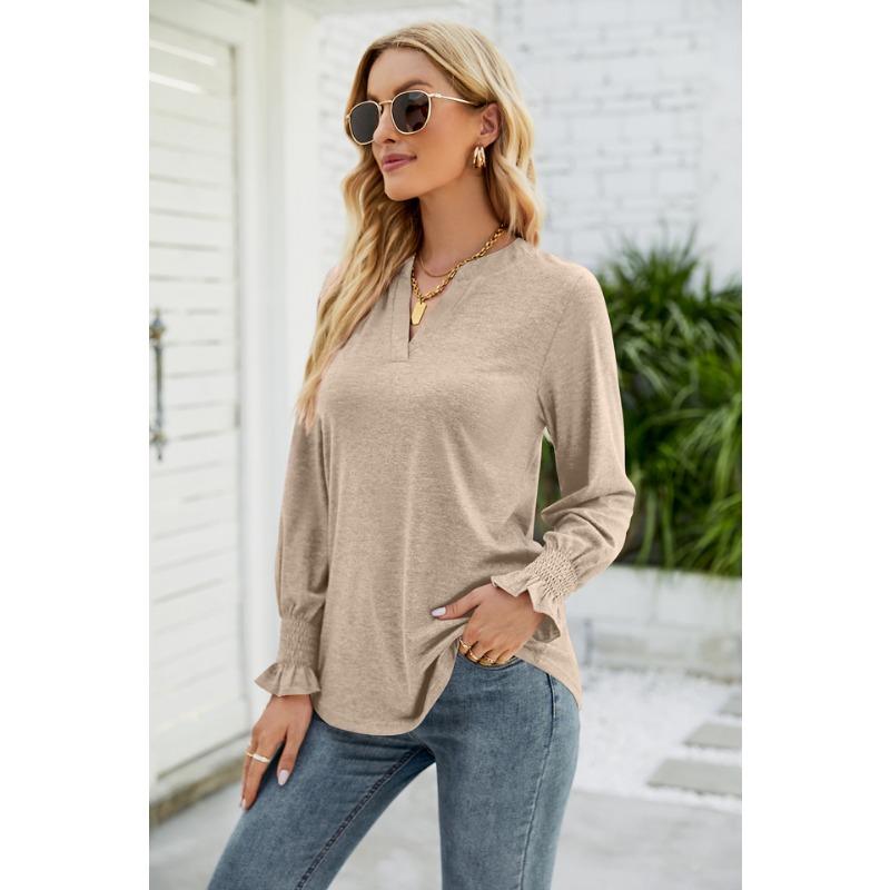 

YYFS женские модные повседневные весенне-осенние однотонные блузки и рубашки с длинным рукавом и v-образным вырезом с принтом XXL