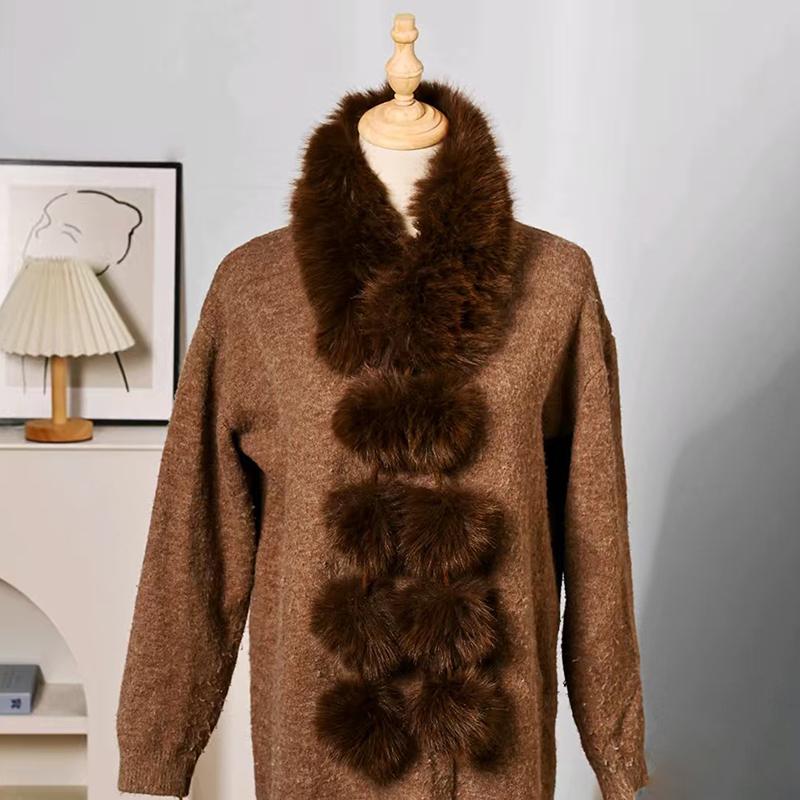Long Faux Fox Fur Scarf Women Winter Warm Soft Furry Scarves Casual Lady Outdoor Neck Warmer Collar