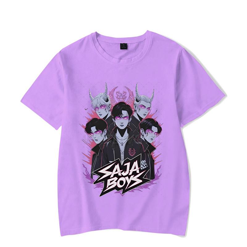 Saja Boys Jinu Print Men T Shirt Women Fashion KPop Demon Hunters Shirt Short Sleeve Casual Anime KPop Demon Hunters Streetwear