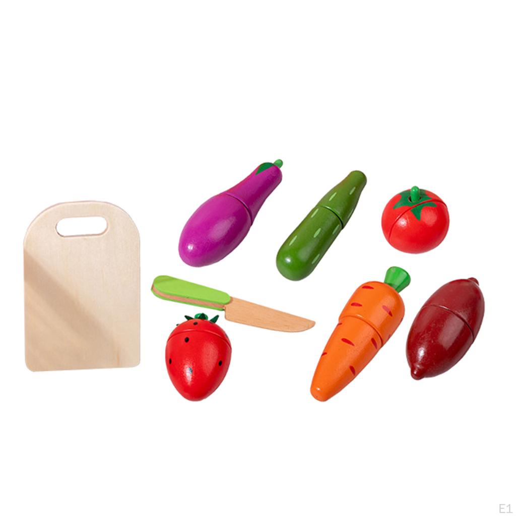 1 Cutting Fruit Vegetables Set Wooden Food Pretend Play Early Educational Toy for Toddler
