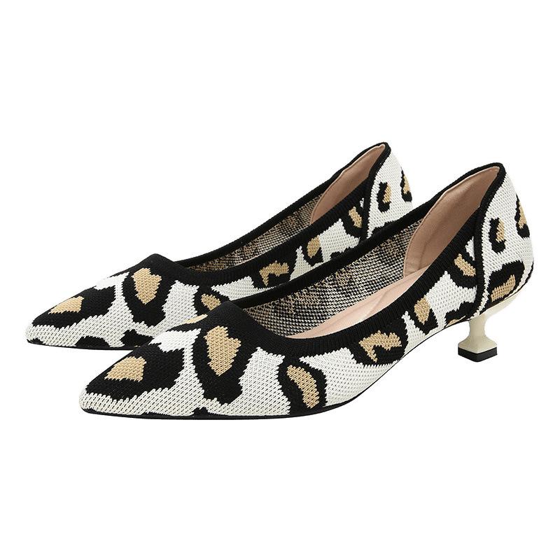 New Cat's Eye Heel Pointed Thin Heel Comfortable Fly-woven Shoes Temperament Fan Women's Heels