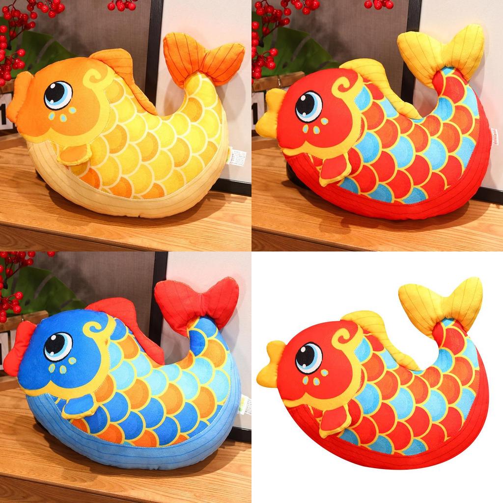 Chinese Style Lucky Koi Plush Cushion For Living Room Decor Office Back Support