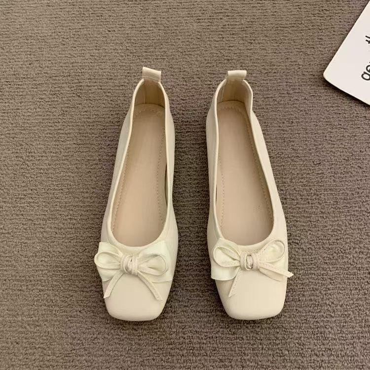 Spring and Autumn new shallow pedal flat-soled bow soft-soled Doudou single shoes fashionable versatile French Mary shoes