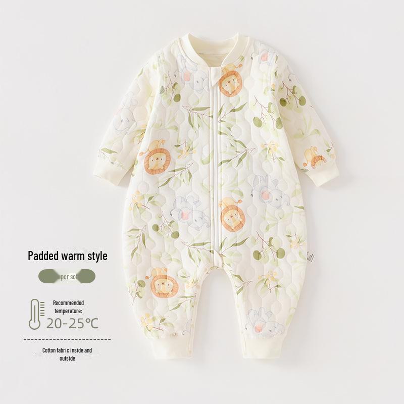 Newborn Quilted Zipper Sleeping Bag: Anti-Kick, Split-Leg Pajamas for Autumn & Winter