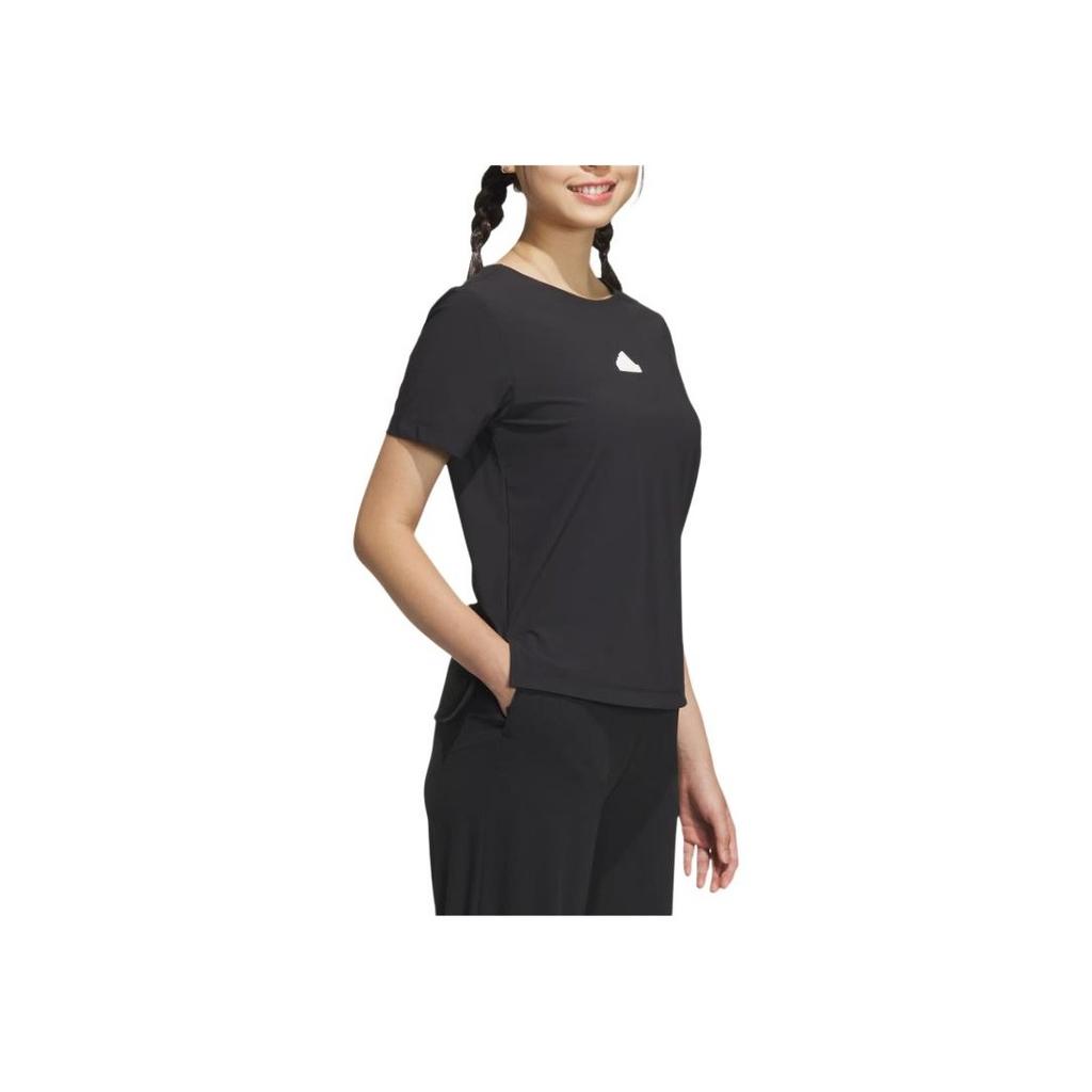 Adidas Logo Round Neck Short Sleeve T-Shirt Women Tops Black IT4360