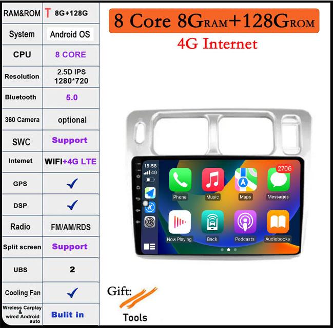 Car Radio For Mitsubishi Pajero iO 1998 - 2007 Android 14 4G+WIFI Android Auto Carplay GPS Navigation Player