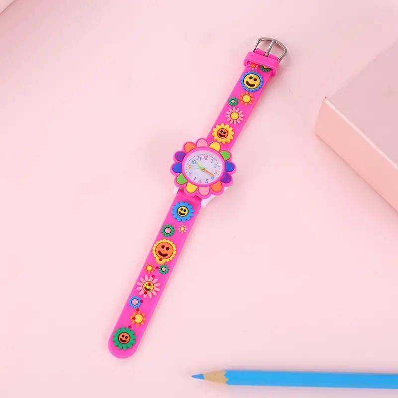 Dětské kreslené hodinky Quartzové silikonové hodinky Pro dívky a chlapce ze základní školy Dětské hodinky 3D silikonový řemínek