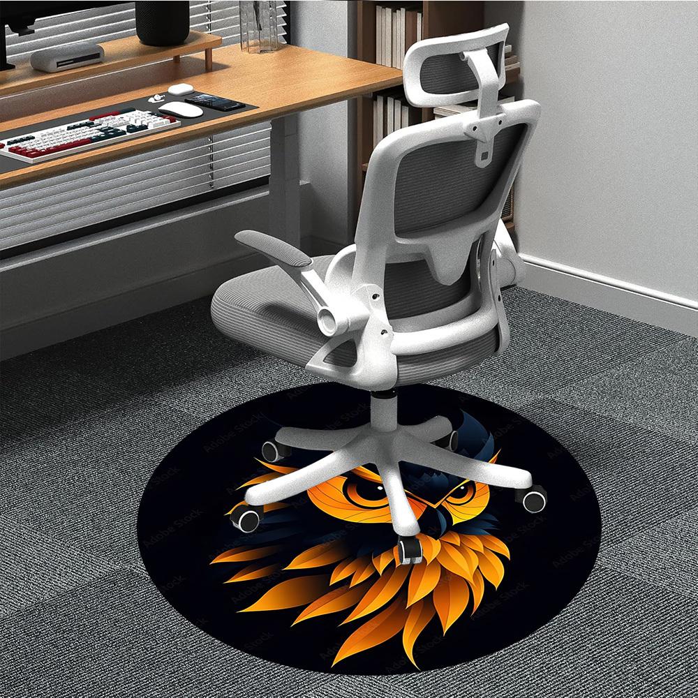 1pc Owl Head Chair Carpet for Office, Round Non Slip Durable Large Size Office Carpet, Suitable for Office